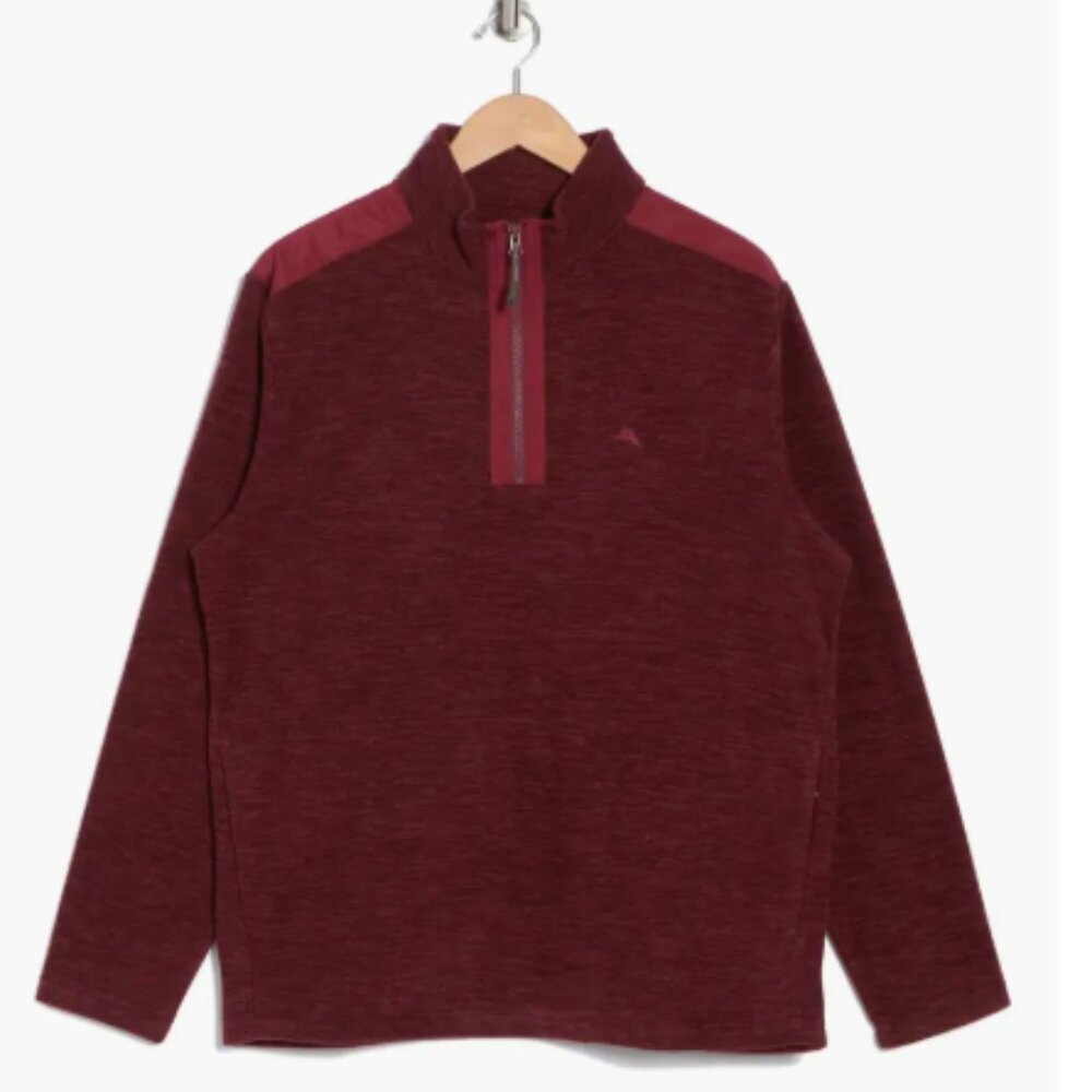 Tommy Bahama Arch Cape Half Zip Pullover Mens XL Red Heather NWT